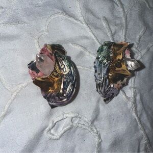 Vintage Lacombe Earrings 1988 Beautiful light pink Crystals in porcelain